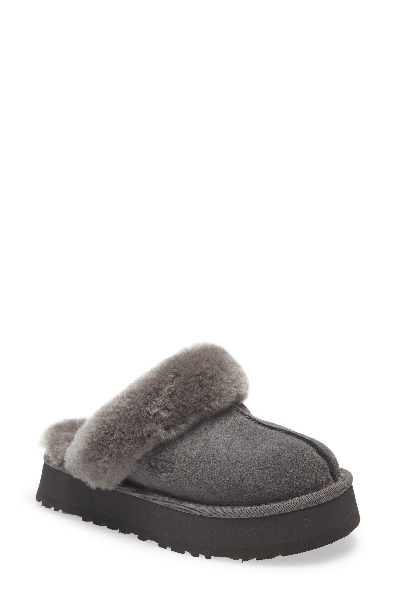 Womens UGG® Disquette Platform Clog - Charcoal Size 8 - Bellso